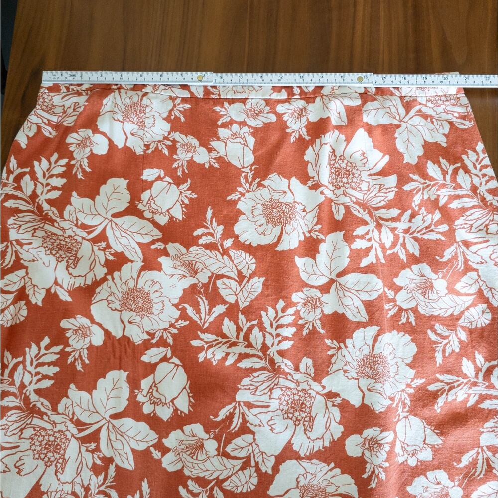 Old Navy Womens SIZE XXL‎ Red Rust Linen Blend Tropical Floral Maxi Skirt - Picture 4 of 10